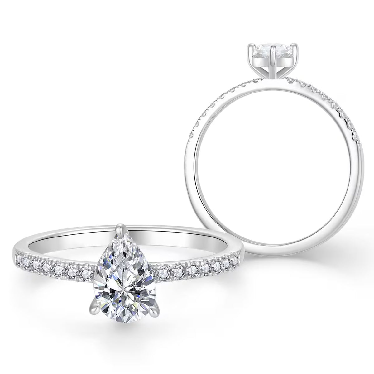 Pavé met peer, 1,16 ct, met labdiamant