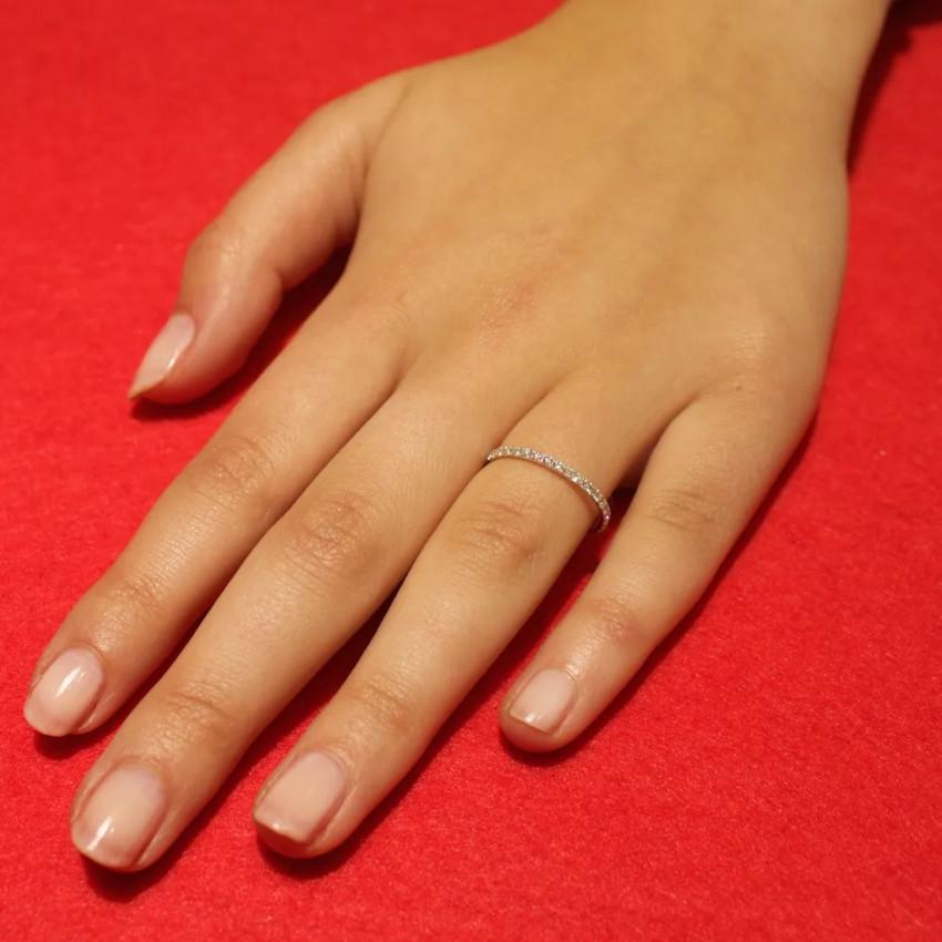 Memoire Ring 0,01 ct. Geheugen Ring van 585 Witgoud met Diamant (0,44 ct.)