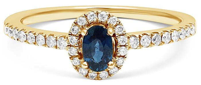 Saphir Ring Bravo van 750 Witgoud met Blauwe saffier (0,31 ct. + 0,18 ct. Diamanten)
